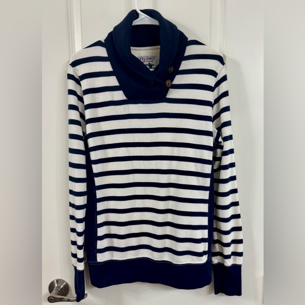 Classic Striped Cowl Neck Sweater